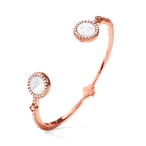 Heart4Heart Mirrors Silver 925 Rose Gold Plated Two Sided Cuff Bracelet-
